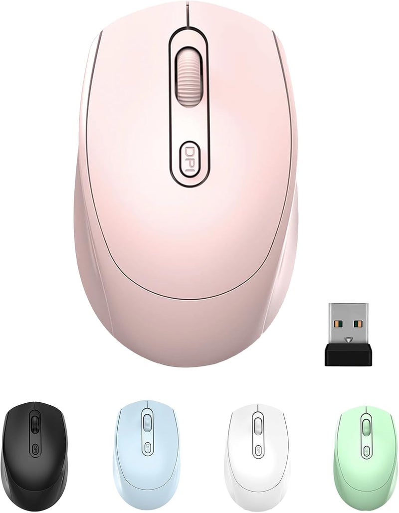 ONEUP Wireless Mouse, 2.4G, Silent, Computer, USB Nano Receiver for Laptop, Chromebook, PC, Mac, Windows and School Work (Pink) - Image 1